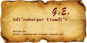 Günsberger Elemér névjegykártya