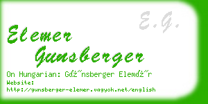 elemer gunsberger business card